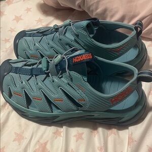 Hoka One One Aqua and Coral Sandals